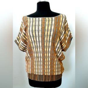 Anthropologie Spring lightweight knit women’s top. Size: L, sherbert orange/grey